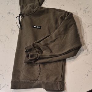 RVCA Olive Green Pullover Hoodie with Logo Tag